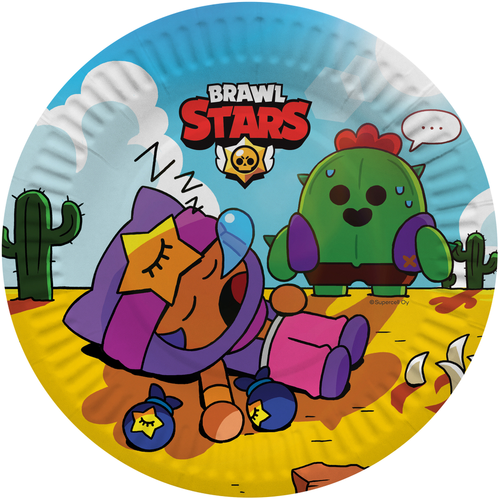 Тарелки (7''/18 см) Brawl Stars, Команда бойцов, дизайн №1, 6 шт.