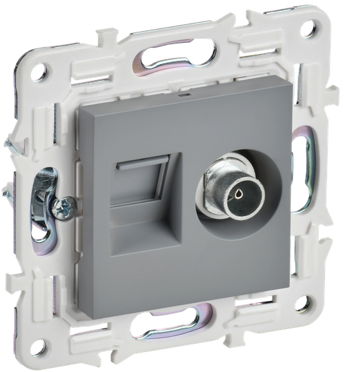 SKANDY Розетка двойная TV+RJ45 кат.5E SK-A14Gr серый IEK