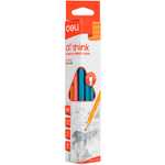 Карандаш DELI "Think", НВ, трехгранный корпус, пластик, с ластиком, ассорти
