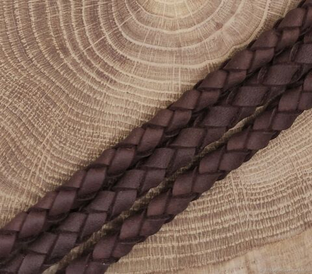 Шнур кожаный плетеный коричневый 0,6-0,8 см (10 см)