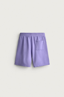 ZARA БАЗОВЫЕ ШОРТЫ-ДЖОГГЕРЫ С ЭФФЕКТОМ ПОТЕРТОСТИ, ЛИЛОВЫЙ