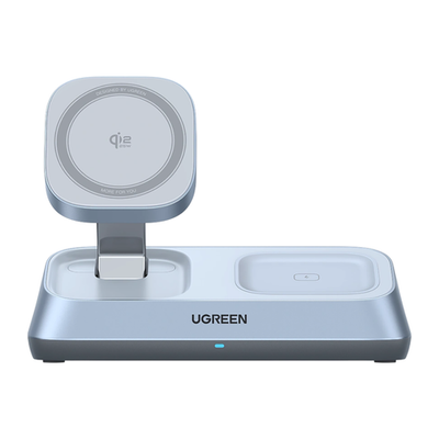 Зарядная станция MagSafe Ugreen MagFlow для iPhone, Apple Watch и AirPods (Qi2.2) (W711) Беспроводная зарядка: Qi 25 Вт, Qi 5 Вт, магнитное крепление для быстрой зарядки Apple Watch (Qi 5 Вт). Проводная зарядка: USB-C (10 Вт). Сертификации MFi и Qi2. Есть