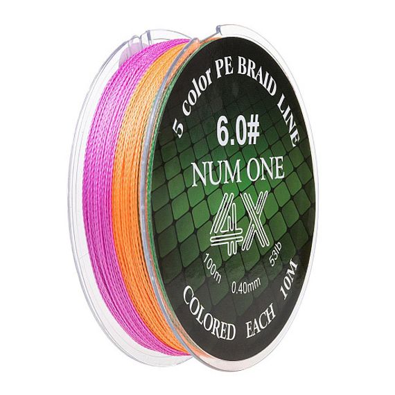 Шнур NUM ONE PE4X-100M 6.0#/0,405 Multi Colour Ryobi