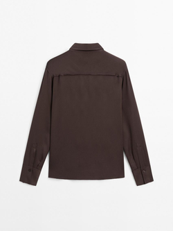 Massimo Dutti Рубашка из струящегося атласа, темно-гранатовый