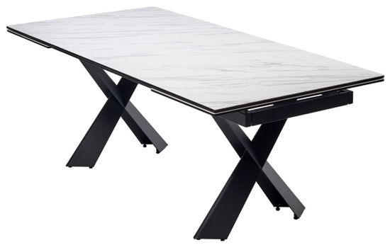 Стол ORISTANO 200 MARBLES KL-99 Белый мрамор матовый, итальянская керамика/ черный каркас
