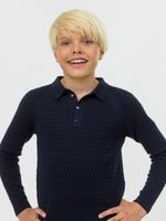 Поло для мальчика с длинным рукавом в школу AT1080 синий