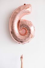 шар цифра 6 розовое золото rose gold