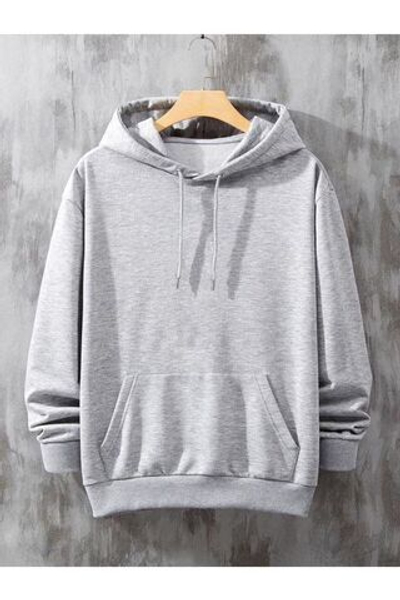 Квази-унисекс Женская/мужская Повседневная хлопковая толстовка с капюшоном большого размера без принта и 3 нитей