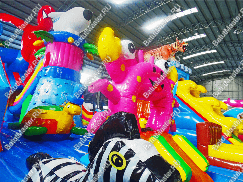Мега-батут "Хамелеон и динозавры", 22*10*7 м