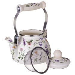 ЧАЙНИК AGNESS ЭМАЛИРОВАННЫЙ СО СЪЕМНЫМ ФИЛЬТРОМ ИЗ НЖС СЕРИЯ "FLOWER STORY", 1,1 Л