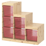 Стеллаж - IKEA TROFAST, 94х44х91 см, сосна/ярко-красный, ТРУФАСТ ИКЕА