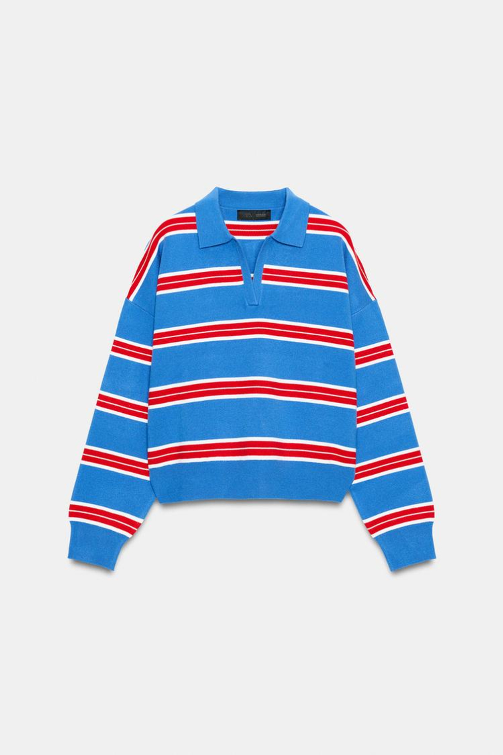 ZARA ПОЛО В ПОЛОСКУ, СИНИЙ