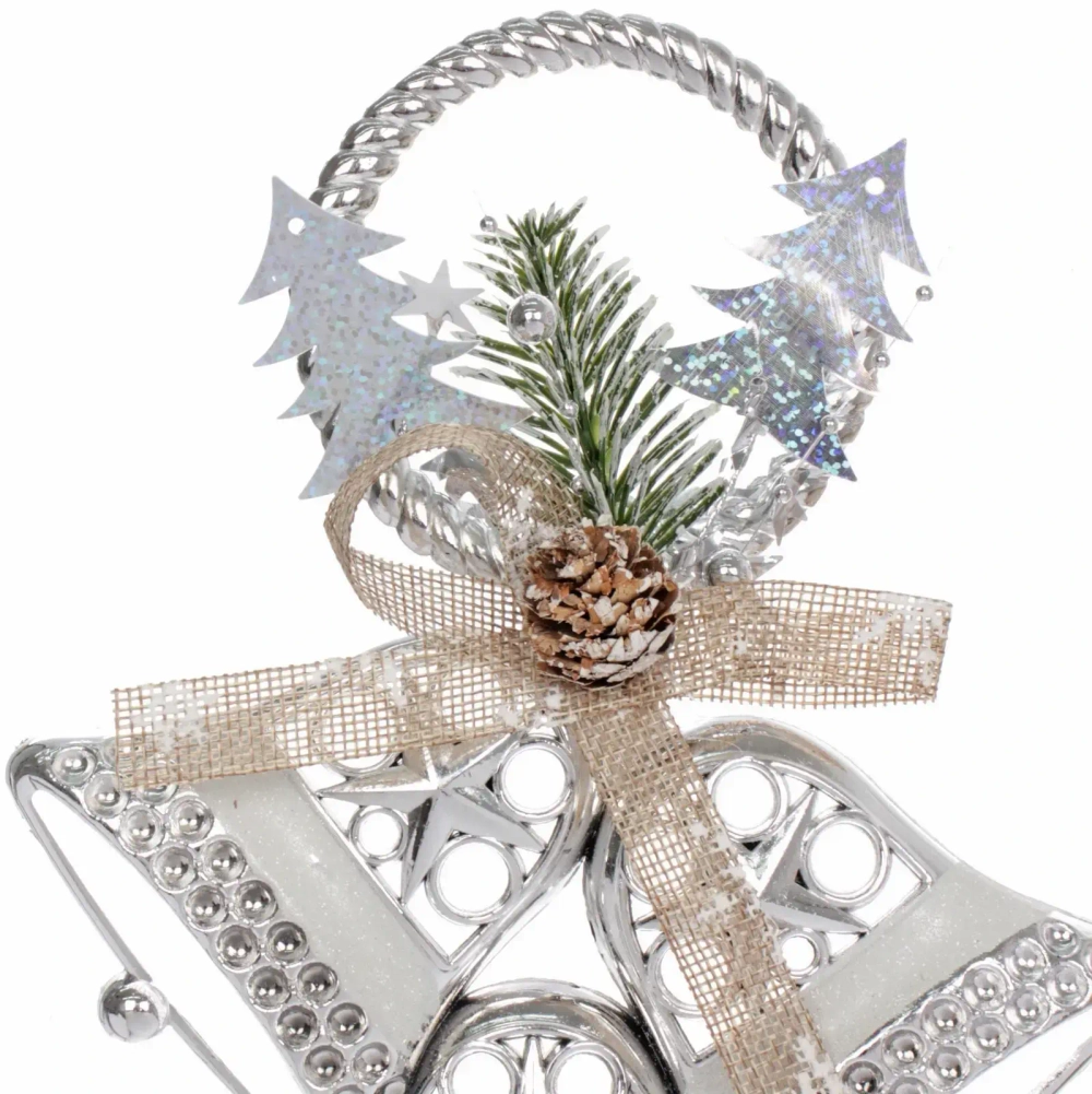Украшение новогоднее «Звон колокольчиков» 18*23 см, Серебро