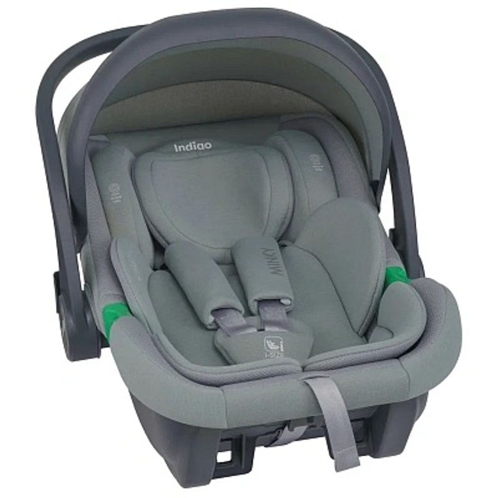Автолюлька Indigo Minky I-Size с базой 0+ (40-87см) светло-серый