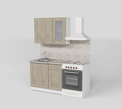 Кухонный гарнитур Лира мини 1000 мм (Квадро шимо светлый/Белый, Малага)