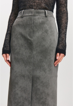 Фактурная юбка миди из экокожи