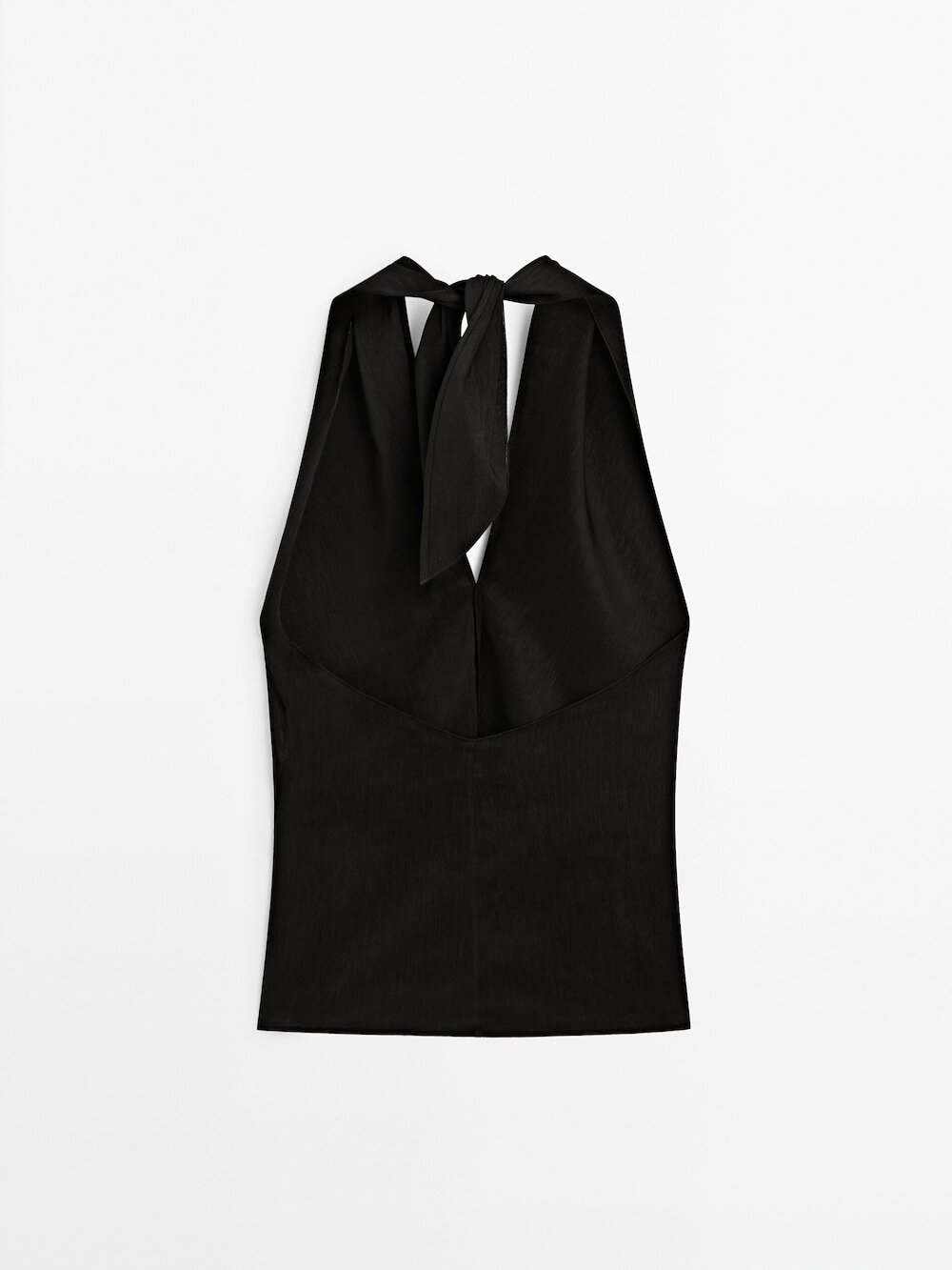 Massimo Dutti Топ с V-образным вырезом и горловиной халтер, черный