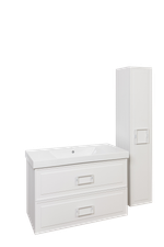 Тумба с раковиной La Fenice Cubo Bianca Twin 100 см FNC-01-CUB-B-100-2 белая матовая