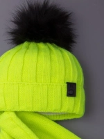 Шапка детская зимняя вязаная с помпоном и снуд