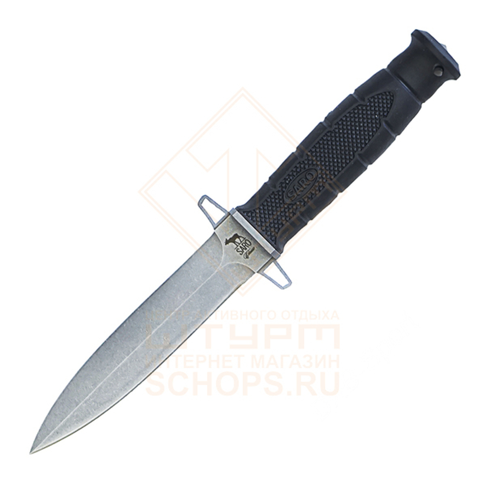 Нож Саро Стрим AUS-6 резина, Black/Stonewash
