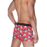 Красные трусы-боксеры с принтом в виде щенков в очках (Размер: S) (Цвет: красный)