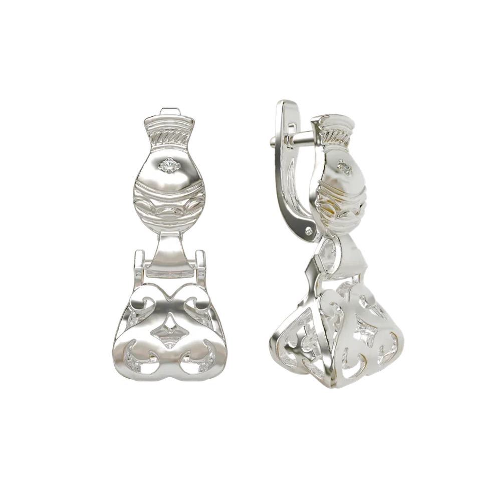 Серьги из серебра 925 пробы с бриллиантом