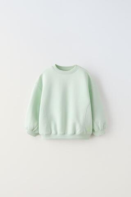ZARA ОДНОТОННОЕ ХУДИ С ВЫШИВКОЙ, СВЕТЛО-ЗЕЛЕНЫЙ