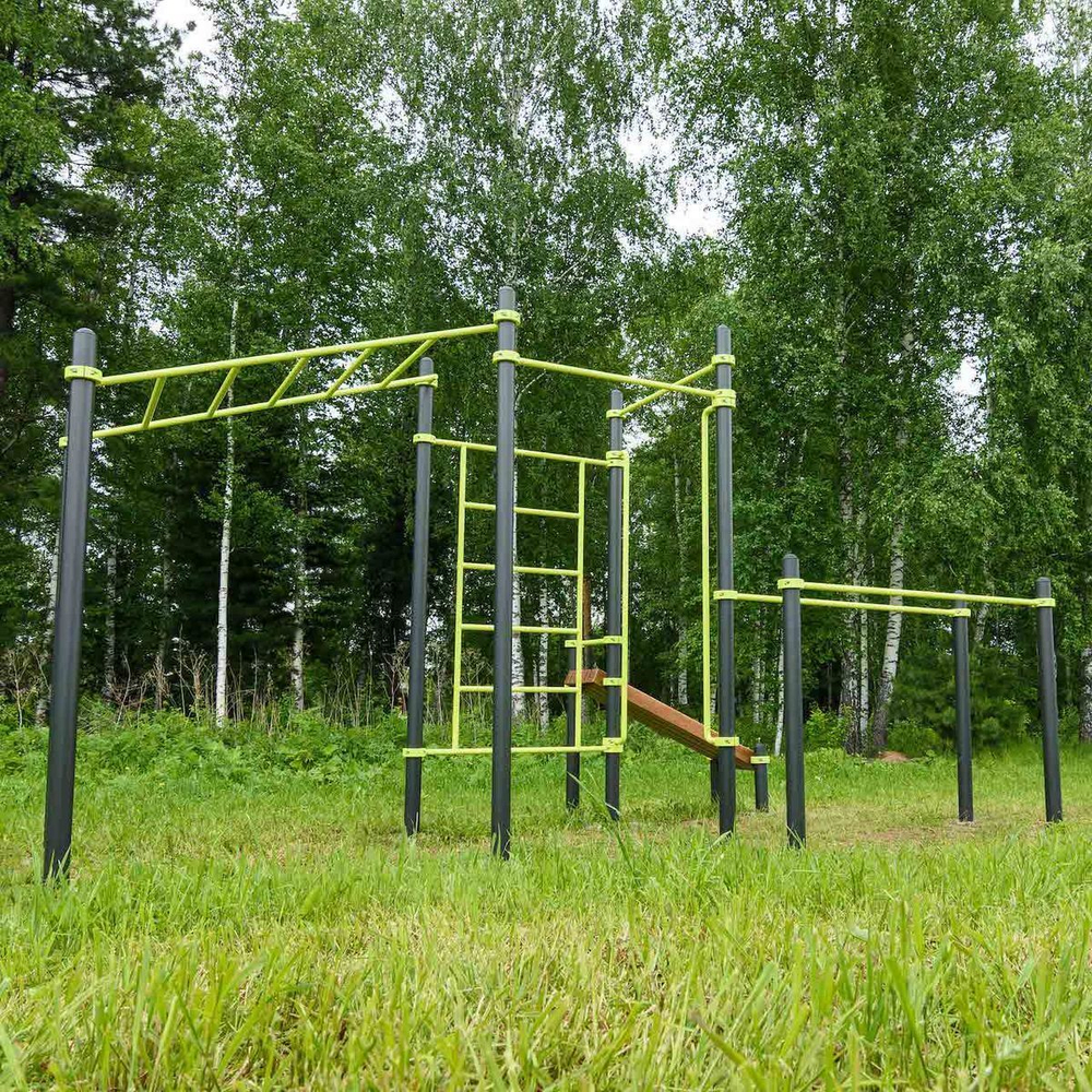 W237 Воркаут (рукоход, швед. стенка, 2 переклад., переклад. верт., накл. скамья, брусья) ZAVODSPORTA