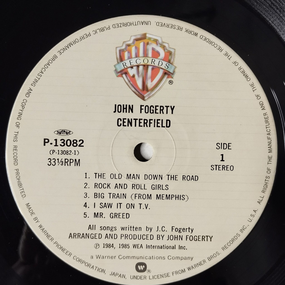 Винтажная виниловая пластинка LP John Fogerty Centerfield (Japan 1985) (Obi Copy) The Old Man Down The Road