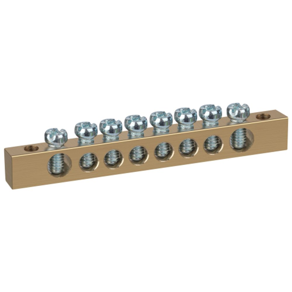 Шина ЭРА NO-122-03 PEN земля-ноль 6х9мм 8/2 латунная с креплениями по краям | Шины N, PE, PEN