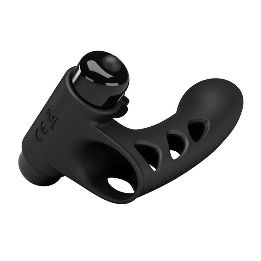 Черная вибронасадка на палец Orlando (Цвет: черный)