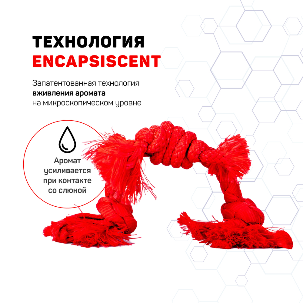 Playology сенсорный канат PUPPY SENSORY ROPE для щенков мелких и средних пород 8-16 недель с ароматом говядины, цвет красный