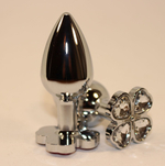 Серебристая пробка с цветком из прозрачных сердечек - 7 см. (Цвет: прозрачный)