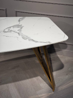 Стол обеденный Ist Casa Соар-2, 160х90х76 см, бело-серая керамика, золото