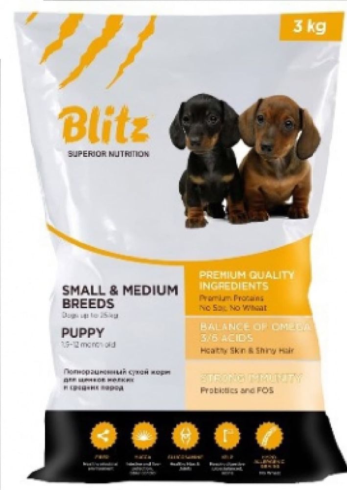 BLITZ 3кг PUPPY MEDIUM &amp; SMALL BREED/корм для щенков средних и мелких пород/