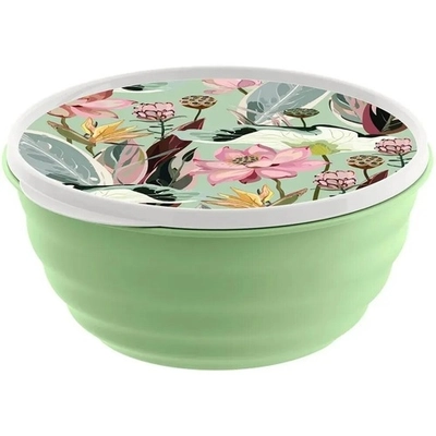 Миска Latina 1,1л с крышкой с декором (зеленый)