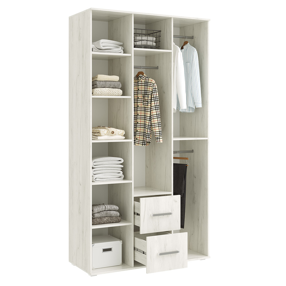 Шкаф трехстворчатый Фиеста (1200), Графит, Дуб Крафт белый