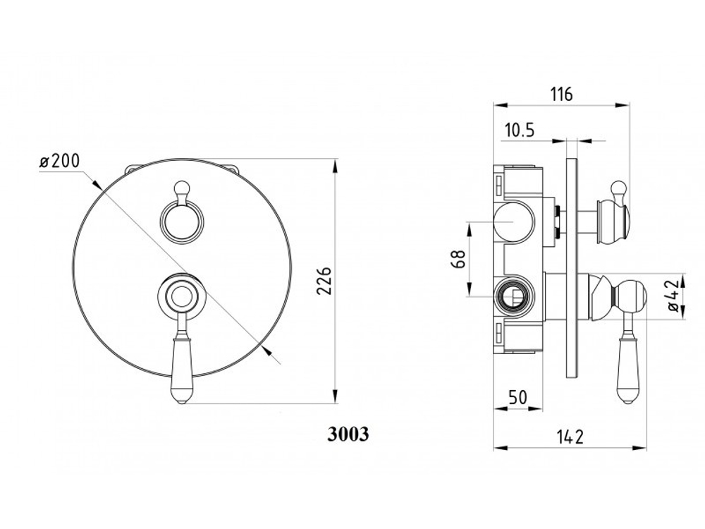 Смеситель Aksy Bagno Biti 3003 Bronze для ванны/душа встроенный с двумя переключениями