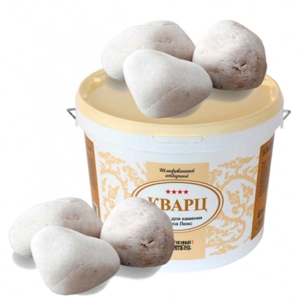 Камни для бани, кварц отборный (10 кг, ведро, мытый)