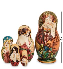 Народные промыслы МР-16/ 5-D Матрешка 5м «Альфонс Муха - Драгоценные камни. Изумруд»