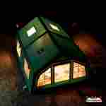 Пневмокаркасная всесезонная палатка «Тёплая Искра» 3,6×4,8×2,2 м — с печкой, из ПВХ, зелёная