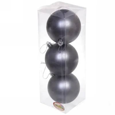 Новогодние шары 8 см (набор 3 шт) «Матовый», графит