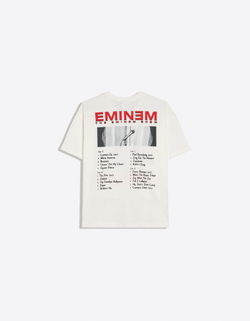 BERSHKA Футболка оверсайз с принтом EMINEM, белый