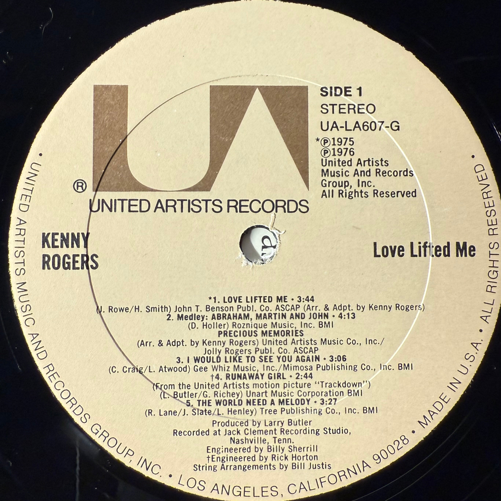 Kenny Rogers ‎– Love Lifted Me (США 1976г.)
