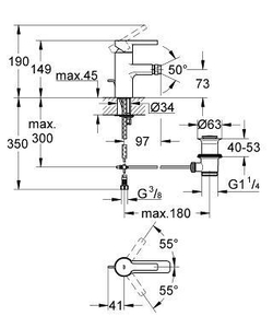Смеситель для биде Grohe Lineare 33848000 схема