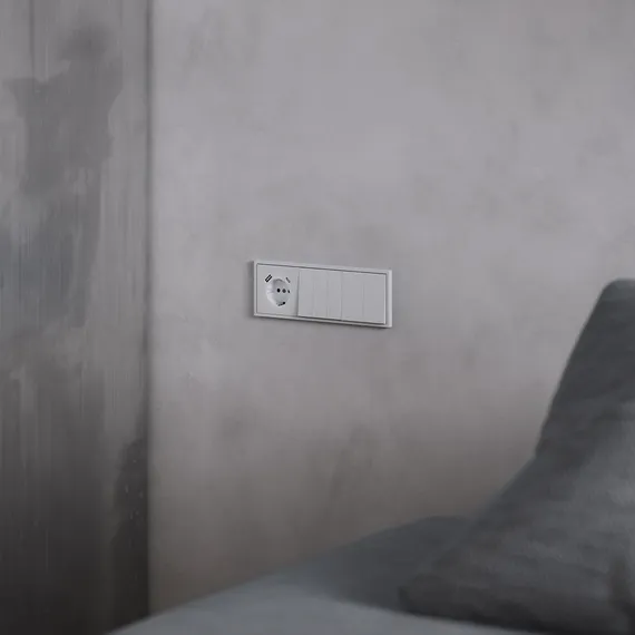 Накладка для розетки с заземлением и защитными шторками, с USB A+C, S70 (серый)