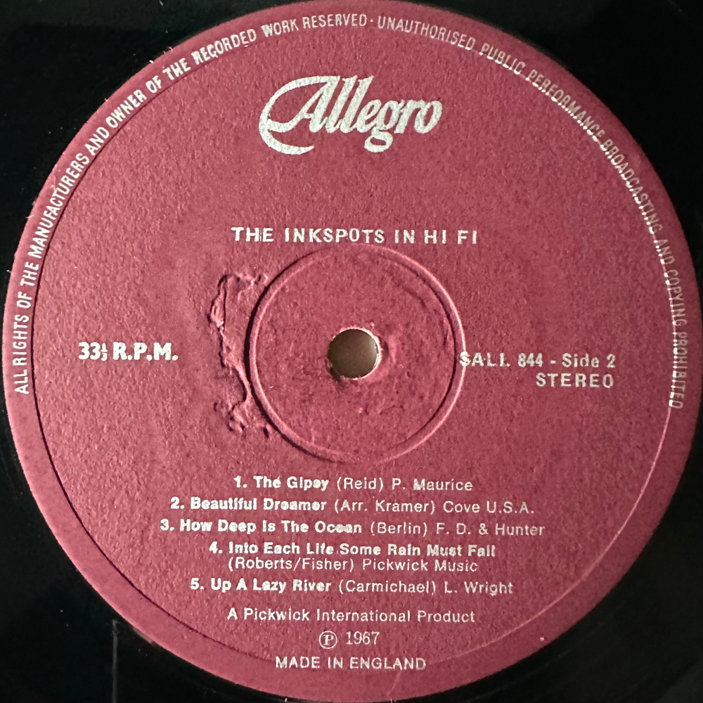 The Ink Spots ‎– The Ink Spots In Hi-Fi (Англия 1967г.)