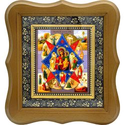 Неопалимая Купина. Икона Божьей Матери на холсте.