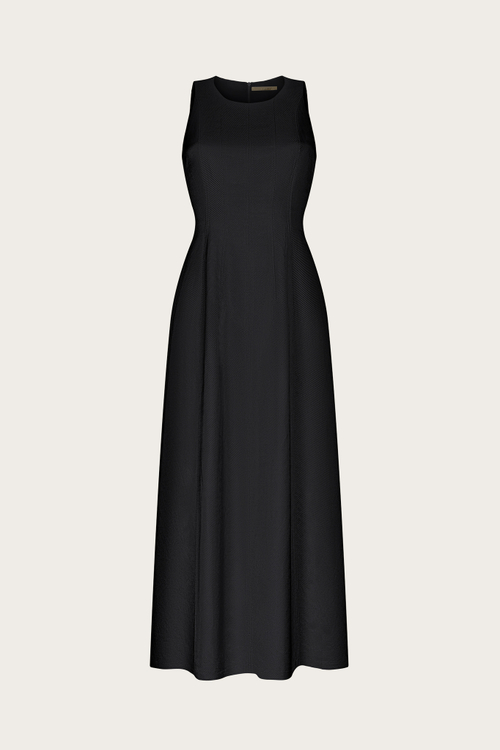 ПЛАТЬЕ-САРАФАН ИЗ ЧЕРНОГО ЛЬНА