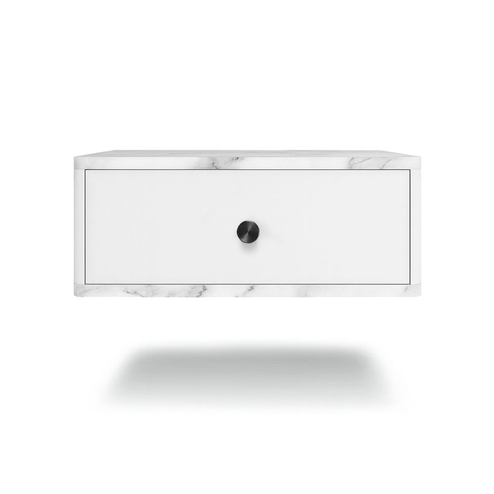 Тумба прикроватная подвесная ROYAL 5300 эко (Мрамор Каррара-р.черная)